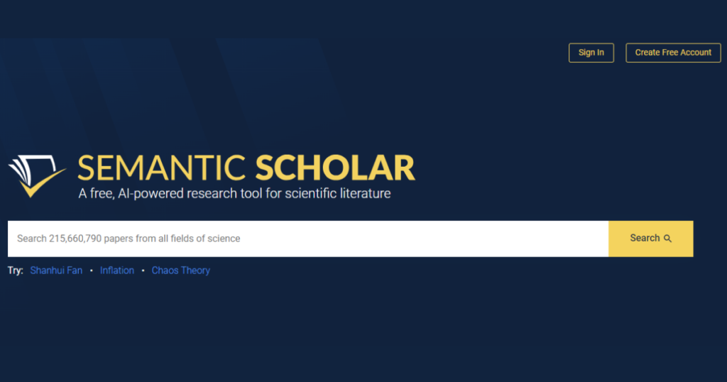 Semantic Scholar - Top Search Engines For Research Papers.