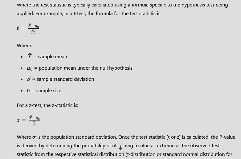 Equation for P-Value and P-Test Formula